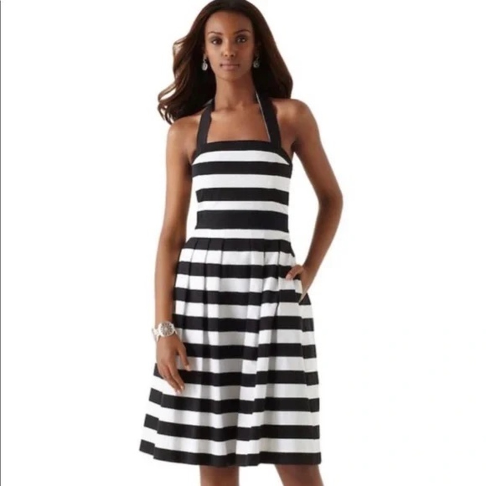 White House Black Market Striped Halter Dress